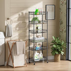 SINGAYE Shelf Closet Wire Shelving：Adjustable Metal Unit for Laundry Room Organization Bathroom Kitchen Home Storage with Wheels Pantry Rack Shelves