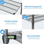 Homdox 60”W Storage Shelves, 4 Tier Heavy Duty Wire Shelving Unit with Wheels, 2400LBS Commercial Adjustable Metal Shelves for Storage, Garage Rack Pantry Shelves Kitchen Shelving, 24"x60"x72", Black