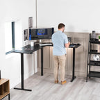 VIVO Electric Corner 75 x 63 inch L-Shaped Standing Desk, Memory Height Adjustment, Black Top Black Frame, DESK-E3CTB-75