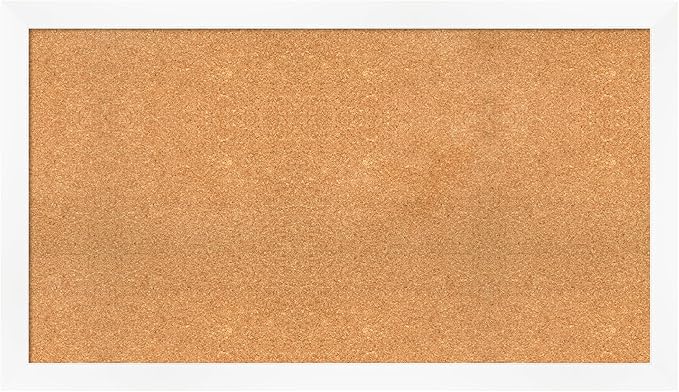 Amanti Art Natural Cork Board for Wall, 27x47 Vision Board with White Frame, Oversize Corkboard Office Decor for Home Organization, Modern Corkboard Pinboard to Display Items for Home Organization in