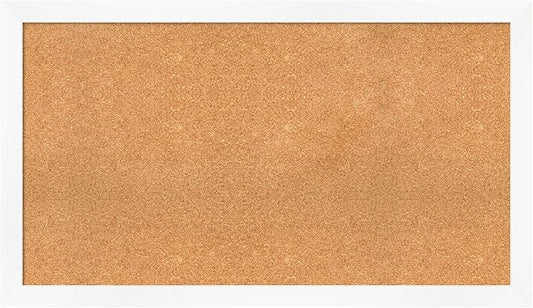 Amanti Art Natural Cork Board for Wall, 27x47 Vision Board with White Frame, Oversize Corkboard Office Decor for Home Organization, Modern Corkboard Pinboard to Display Items for Home Organization in