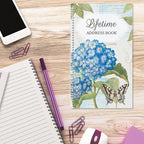Current Hydrangea Address Book - 94 Pages; Small 5" x 8-1/2" Size for Purse or Office, Spiral Bound Soft Cover Organizer for Contacts, Addresses, Email, & Phone Numbers + 50 Replacement Stickers