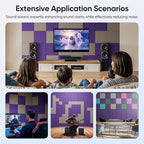 UNECHO 12 Pack 12" X 12" X 0.4" Acoustic Panels for Wall Sound Absorbing, Square Self-Adhesive Sound Panel, High Density Suitable for Multiple Scenarios(Violet)
