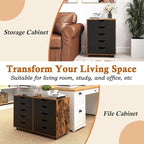 Giantex 5-Drawer Storage Cabinet with Drawers, Wheels, Rolling Lateral Filing Under Desk, Chest, 19.5" x 16" x 25.5" Office Mobile File Cabinet for Living Room, Study