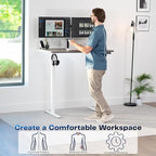 VIVO Electric 48 x 30 in Standing Desk, Memory Height Adjustment, 1B Series, Holds 220 lbs, One-Piece Dark Gray Top, White Frame, DESK-KIT-1W5G