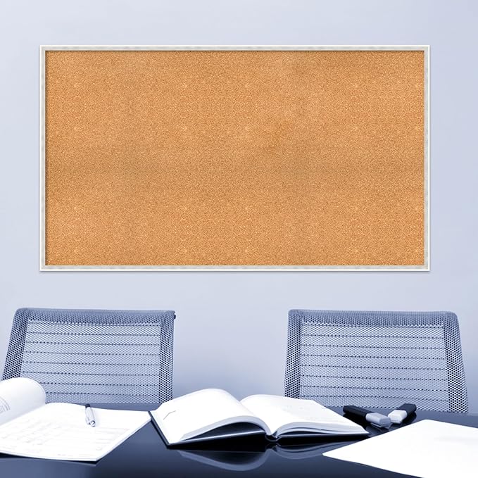 Amanti Art Natural Cork Board for Wall, 33x57 Vision Board with White Frame, Oversize Corkboard Office Decor for Home Organization, Modern Corkboard Pinboard to Display Items for Home Organization in