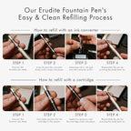 Wordsworth & Black Luxury Fountain Pen - Stunning Gold Pen, 24K Gold Finish,18K Gilded Nib (Medium), Ink Converter, Best Pen Gift Set for Men & Women, Professional, Executive, Office, Nice Pens