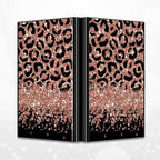 BWEGRHE Slim Credit Card Holder, Leopard Glitter RFID Blocking Metal Wallet for Men & Women, Aluminum Minimalist Hard Case Pocket-Sized Business Cards Organizer (Fits Up to 10 Cards)