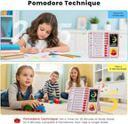 ADHD Tool for Kids, 5-in-1 Visual Timer with Chore Chart Board, Visual Schedule for Kids, 12/24 Task Timer with 99'59'' Countdown/Countup, 5 Alarms, Silent Operation Visual Schedule for Autism - Pink