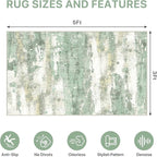 Office Chair Mat for Hardwood Tile Floor, Abstract 36"X 60" Desk Mats for Office Chair on Rolling Chairs Carpet, Desk Anti-Slip 1/5" Thick Rug for Computer Chair, Thin Low-Pile Floor Mat, Green