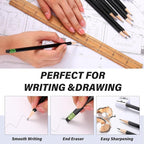 TecUnite 120 Pcs #2 HB Pencils with Eraser No 2 Unsharpened Wooden Hexagonal Pencils for Adults Gifts for School Exam art Learning Office Sketching (Black)