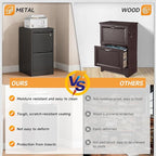Bestoo 2-Drawer File Cabinet with Lock, Metal Filing Cabinet for Home Office, Vertical Filing Storage Cabinets, Fits File Folders, Letter/Legal/F4/A4 Size, Assembly Required (Black)