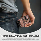 BWEGRHE Cute Credit Card Holder with Zipper, Leopard Glitter RFID-Blocking Card Case Small Wallet for Women Men, Multi-slot Card Organizer Case Travel Accordion Wallet