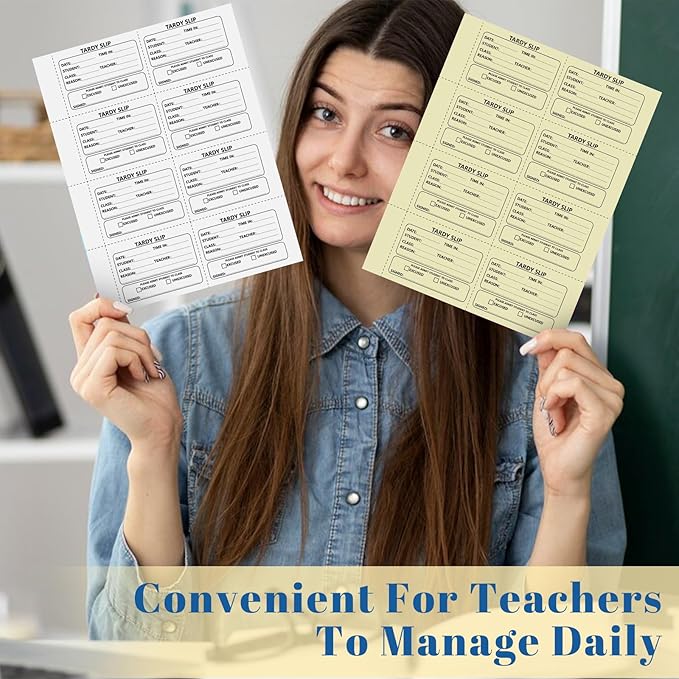 400 Pcs Tardy Slip Book with Carbonless Duplicates Easy Removal Fold and Tear with 3.9 * 2.8inch (Tardy Slips) 2 Part Form Register Book for Student Late Arrival School Supplies Teacher (400)