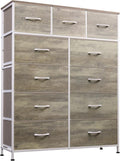 WLIVE Tall Dresser for Bedroom, Fabric Dressers Storage Tower, Dresser & Chest of Drawers Organizer Unit with 11 Drawers, Storage Cabinet, Hallway, Closets, Steel Frame, Wood Top, Greige