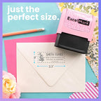 ExcelMark Address Stamp - Custom Return Address Stamp with Elegant Designs, Vibrant Colors & Patterns – Perfect for Mail, Invitations & Gifts (Pink Mount, Foliage Edge)