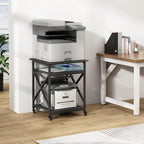Fannova Printer Stand, 23.6 x 23.6 x 30.1 Inches Large Square Printer Table with Height Adjustable Storage Shelf, 3 Tier Rolling Printer Cart with Industrial Wheels for Home Office - Black