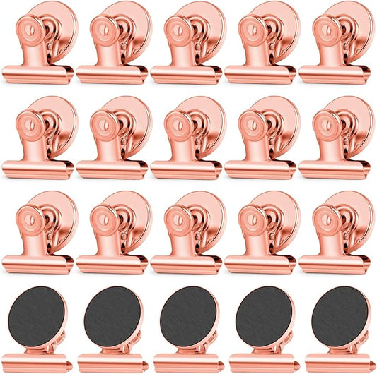 20 Pack Refrigerator Magnets Fridge Magnets, Rose Gold Magnetic Clips Whiteboard Magnets, Magnet Clips Heavy Duty for Photo Displays, Home, Office, Classroom