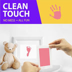 Extra Large Clean Touch Ink Pad for Baby Handprints and Footprints – Inkless Infant Hand & Foot Stamp – Safe for Babies, Doesn’t Touch Skin – Perfect Family Memory or Gift by Tiny Gifts, Pink