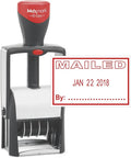 MaxMark Heavy Duty Self Inking Date Stamp with Phrase Mailed - Red Ink