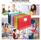 Plastic File Folders, Waterproof Transparent Expandable File Organiser, Portable Large Capacity A4B4 File Wallet for Office Business School (7 Pack)