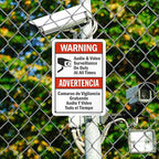 SmartSign 2-Pack 'Warning Audio And Video Surveillance On Duty At All Times' Bilingual Sign - 7" x 10", 40 mil Laminated Rustproof Aluminum Metal, Red, Black and White, Fade-Resistant, Made in USA