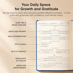 Gratitude & Self-Care Journal - Guided Mindfulness & Mental Health Journal All-in-One with Prompts for Self Discovery - Daily Journal for Men & Women by PRODUCTIVITY STORE (A5, Navy)