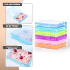 Find Scrapblooms 5×7 Photo Storage Box With Handle,Plastic photo keeper With 6 inner 5×7inch photo cases,Card Organzier Craft Storage box for pictures,stamps,seeds (Colorful With Handle)