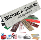 Door Name Plate Personalized for Office Stone Granite Plastic Name Plate Black Letters - Made in USA 2x4 S3