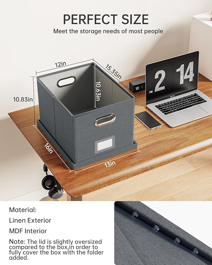 Oterri File Organizer, File Box, File Cabinet for Letter File Folder Storage, Hanging File Organizer for Office/Decor/Home,Document Organizer, 1 Pack,Dark-Gray-Box Only