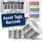 McAuley Labels Custom Asset Tags for Equipment - Numbered, Permanent - Heavy Duty Metalized Polyester, Stronger Adhesive - Barcode Label - 2x1