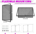 Outdoor Enclosed Bulletin Board, Grey Felt Weatherproof Notice Noticeboard with Clear Acrylic Locking Door, Wall-Mounted Black Aluminum Framed Display Case,36x24in (5xA4)