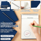 Engrowtic 12 Pack Graph Paper Spiral Notepad A5 Top Wirebound Notepad Grid Notebook Steno Pads Memo Notebook Grid Paper 140 Pages for Writing Sketching Drawing Office Supplies (Blue)