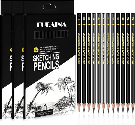 36 Pcs Drawing Sketching Pencil Set Professional (12b - 4h) Graphite Charcoal Gift Bulk for Artists Beginners, Pro Artists, Drawing Art, Sketching