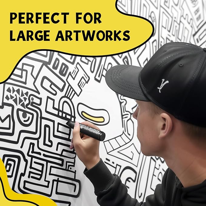 3 Jumbo Permanent Markers Blue, 15mm Thick Wide Tip, Large Acrylic Paint Markers for Rock Painting, Poster, Graffiti, Stone, Ceramic, Glass, Wood, Canvas