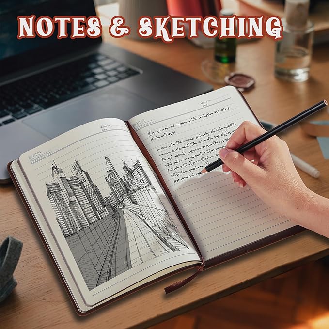 2025 Leather Vintage Journal Notebook,300 Pages,Leather Softcover Lined Journal Notebooks for Women Men,Notebook Journals for Writing Travel,Business,Office,5.7'' X 8.3'',Brown