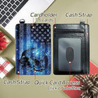 BWEGRHE Small Travel Wallets, Blue Skull Flag Slim Minimalist Front Pocket Wallet with Wristlet, RFID Blocking PU Leather Credit Card Holder with ID Window Change Purse for Men Women