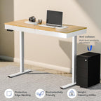 FLEXISPOT Q5 Standing Desk with Drawer, 55 x 24 Inch Whole Piece Electric Adjustable Height Stand Up Computer Workstation for Home, Office, Maple