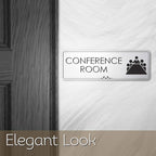 Conference Room Sign Office Meeting Sign, Brushed Silver, Engraved, 3" x 9", Fade Resistance, Indoor/Outdoor Use, USA MADE By My Sign Center