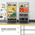M MZG 1250 lbs 5 Tier Shelf Metal Storage Shelves Shelving Wire Rack Heavy Duty Closet Organizers for Garage Kitchen Bathroom Laundry Chrome 13.8" D x 29.5" W x 59.5" H