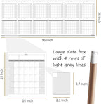 CLEVER CLEAN Large Dry Erase Wall Calendar - 36"x96" 12-month 2026 Undated Yearly Calendar for Home, Office, School Projects - Jumbo Reusable Laminated Task Organizer