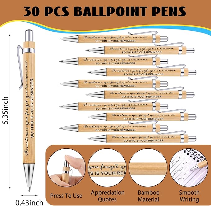 30 Sets Employee Appreciation Gifts Bulk Inspirational Spiral Notebooks with Sticky Notes Motivational Journals Ballpoint Pens Thank You Gifts for Teacher Nurse Coworker (30, Sometimes)