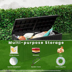 Yardgrace 210 Gallon Outdoor Storage Box - Waterproof Patio Deck Box for Outside Deliveries, All-Weather Resin Bin with Lock for Cushions & Tools, Black