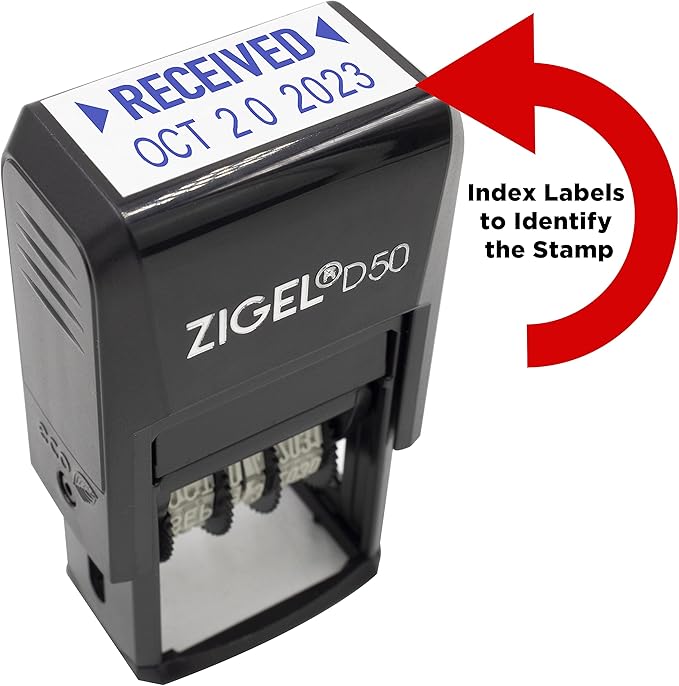 ZIGEL D50 Date Stamp with Shipped - Self Inking Date Stamp - Blue