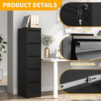 Reegangfa 5 Drawer File Cabinet with Lock, 18" D Metal Vertical File Cabinets, Steel File Storage Cabinets for Home Office, Hanging A4 Legal/Letter Size Narrow Filing Cabinet, Assembly Required