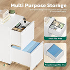 Greenvelly 2 Drawer Mobile File Cabinet with Lock, Metal Filing Cabinet on Wheels, Under Desk File Cabinet for Home Office Organizer Letter/Legal/A4 File (Assembly Required, White)