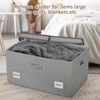 Graciadeco 75 Quarts Extra Large Decorative Storage Bins with Lids, 3 Packs Gray Collapsible Storage Bins with Lids, Stackable Storage Bins Decorative Box Storage With Lid Extra Large