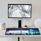CANFLASHION Gaming Mouse Pad,Large Mouse Pads for Desk,Non-Slip Rubber Base Extended Mousepad,XXL Keyboard Mouse Mat,Computer Keyboard Desk Pad with Stitched Edges,35.4x15.8inch,Clear Stary Night
