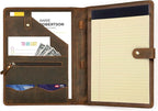Leather Village Leather Portfolio Organizer - Professional Business Padfolio for Men & Women - Stylish Document Card Holder, Resume Folder, Folio for A4/Letter Size Writing Legal Pad, Brown