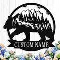 Custom Bear Metal Sign, Custom Bear Metal Wall Art Decor, Personalized Last Name Signs for Home, Rustic Farmhouse Black Wall Decor for Cabin, Bedroom, Living Room, Porch